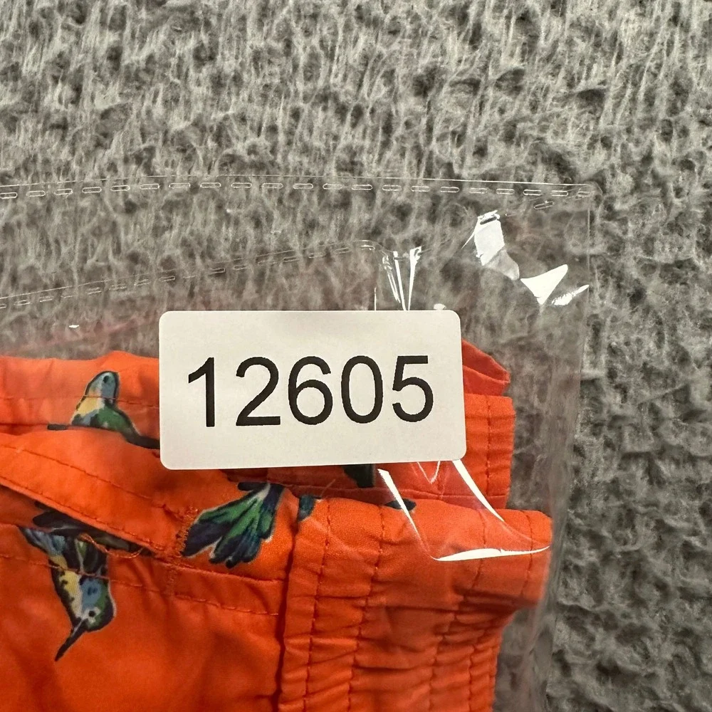 Polo Ralph Lauren Swim Trunks Mens L‎ Hummingbird Print Orange Drawstring Beach